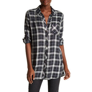 Kut from the Kloth Kazu Plaid Button Down Tunic Green Size XS
